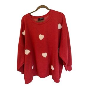 Lane Bryant Plus Size 26/28w women’s Red with Hearts Sweatshirt